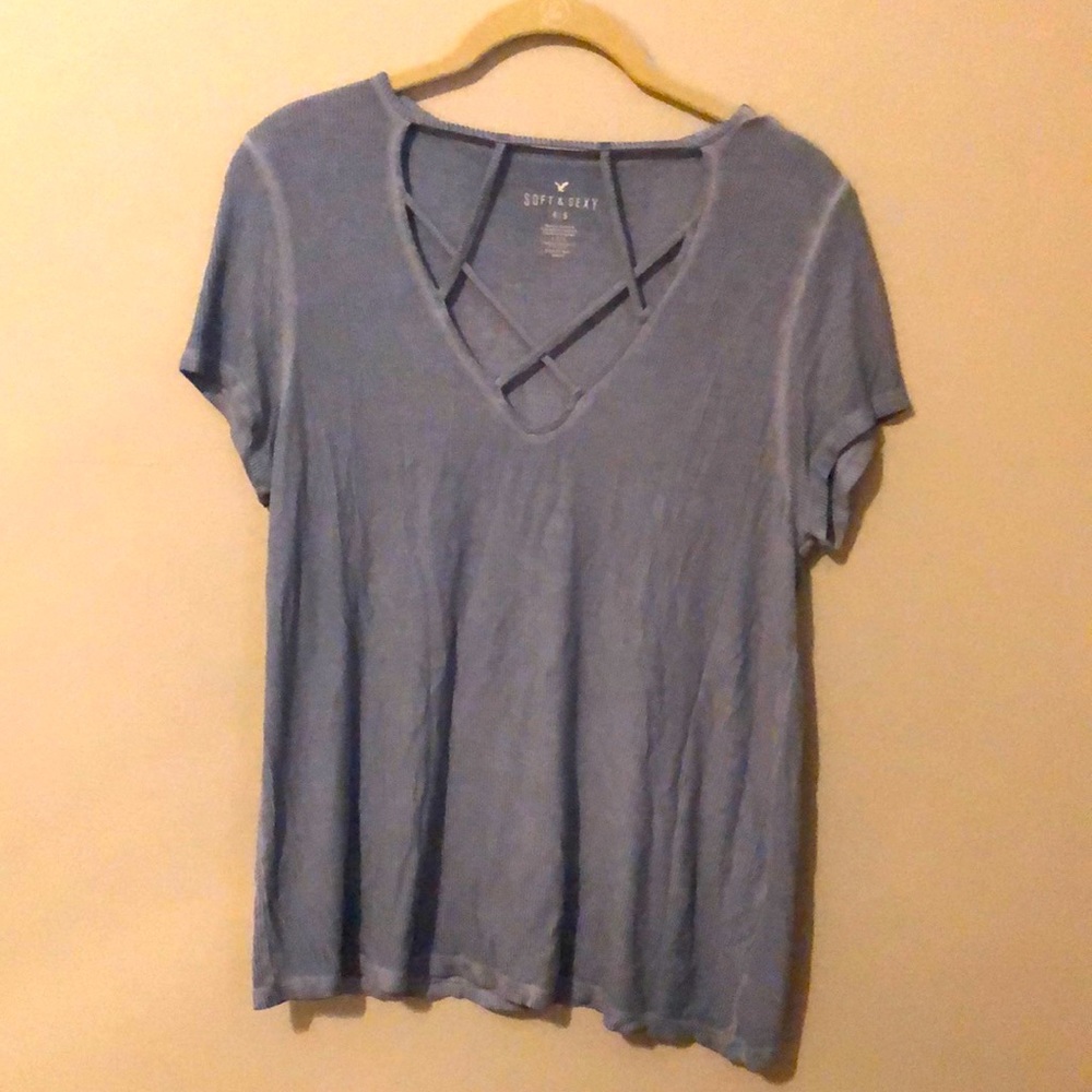 American Eagle Ribbed Tee L